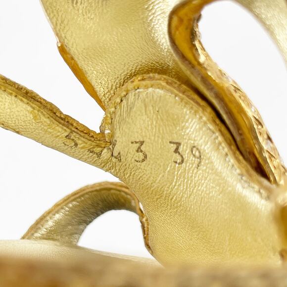 Giuseppe Zanotti Gold Crystal Embellished Elephant Metallic Heel Sandals IT 39 - Picture 13 of 13